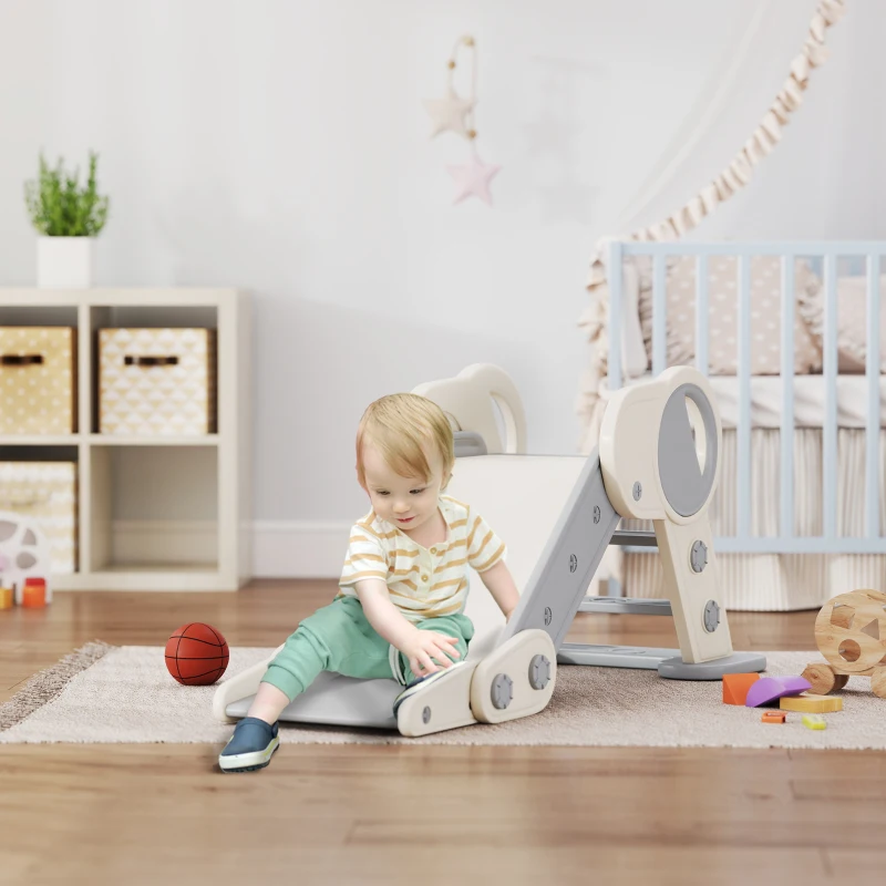 Qaba Toddler Slide, Indoor Foldable Kids Slide for 1.5-3 Years Old, Gray