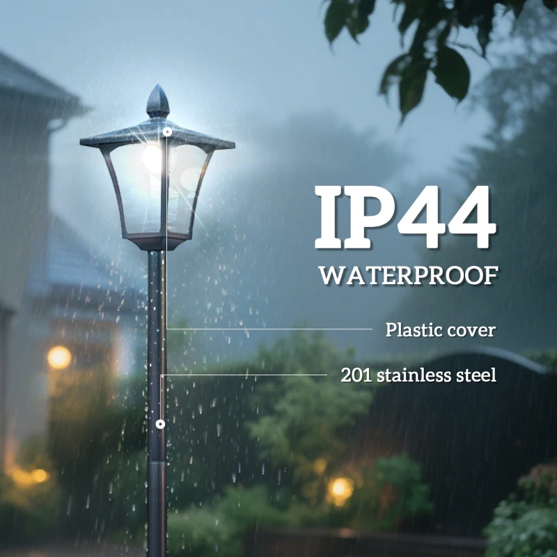 Outsunny Single Solar Lamp Post, 40 Lumens Garden Solar-Powered LED Streetlight Style Outdoor Light Waterproof 5-6 Hours with Base for Lawn Pathway Walkway 63"H, Black