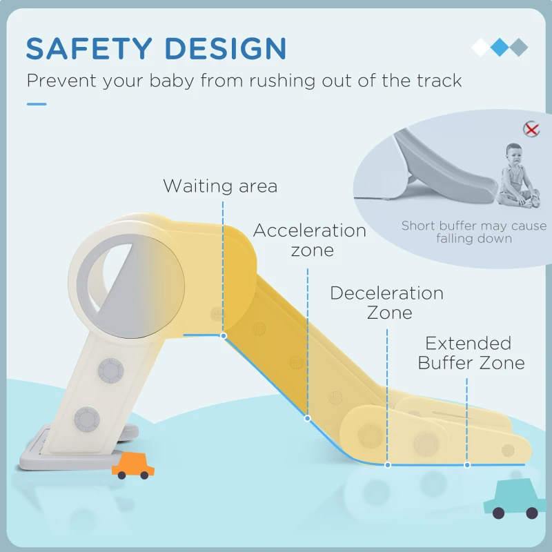 Qaba Toddler Slide, Indoor Foldable Kids Slide for 1.5-3 Years Old, Gray