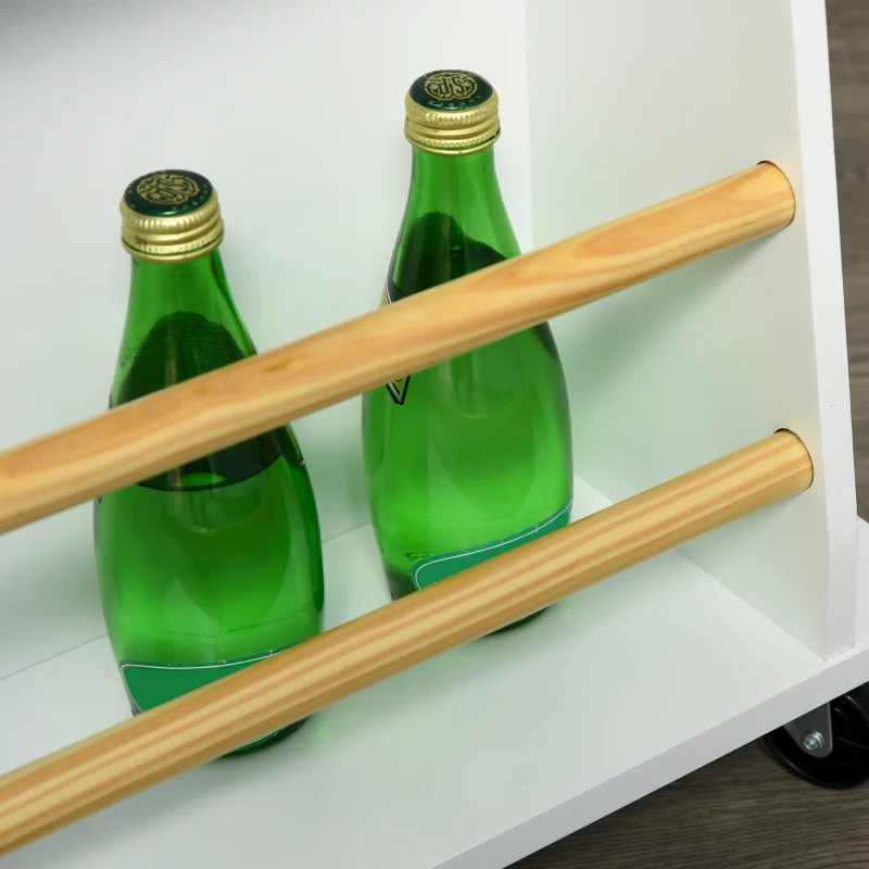 HOMCOM Rolling Kitchen Island Trolley Storage Cart with Rubber Wood Top, 3-Tier Spice Rack, Towel Rack Home Kitchen Carts, White