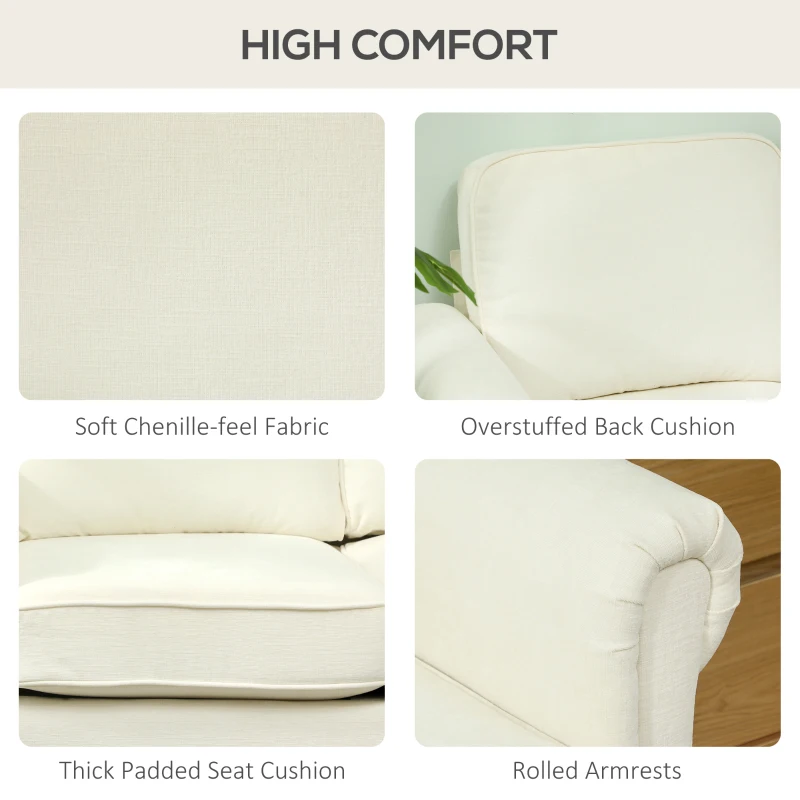 HOMCOM L Shape Sofa, Modern Sectional Couch with Changeable Chaise Lounge, Wooden Legs, Corner Sofa for Living Room, Cream