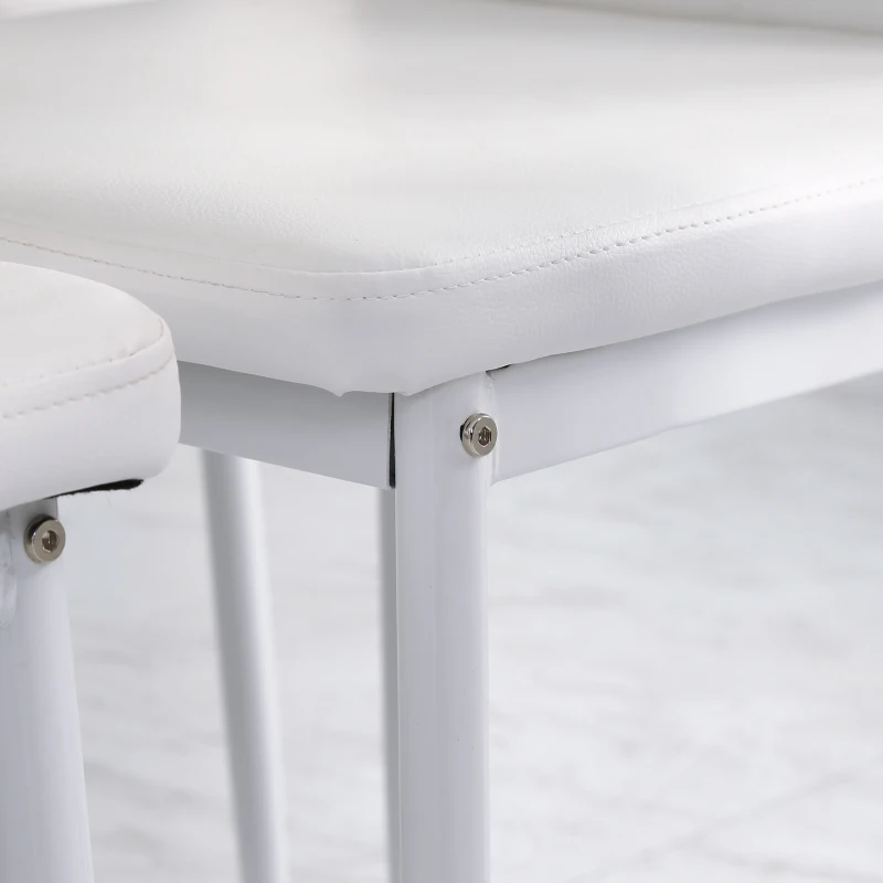 HOMCOM Set of 4 Modern Style Dining Chairs, Button Tufted High Back Side Chairs with Upholstered Seat, Steel Legs, White