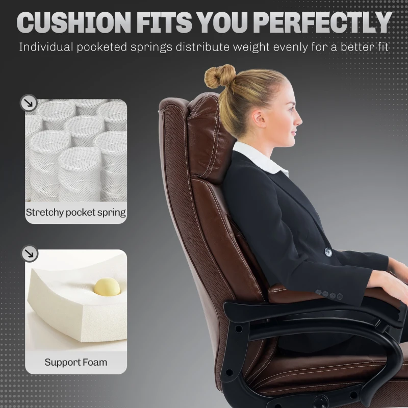 Vinsetto Big and Tall Office Chair, 400 lbs, Executive Computer Chair with PU Leather, Adjustable Height, Brown