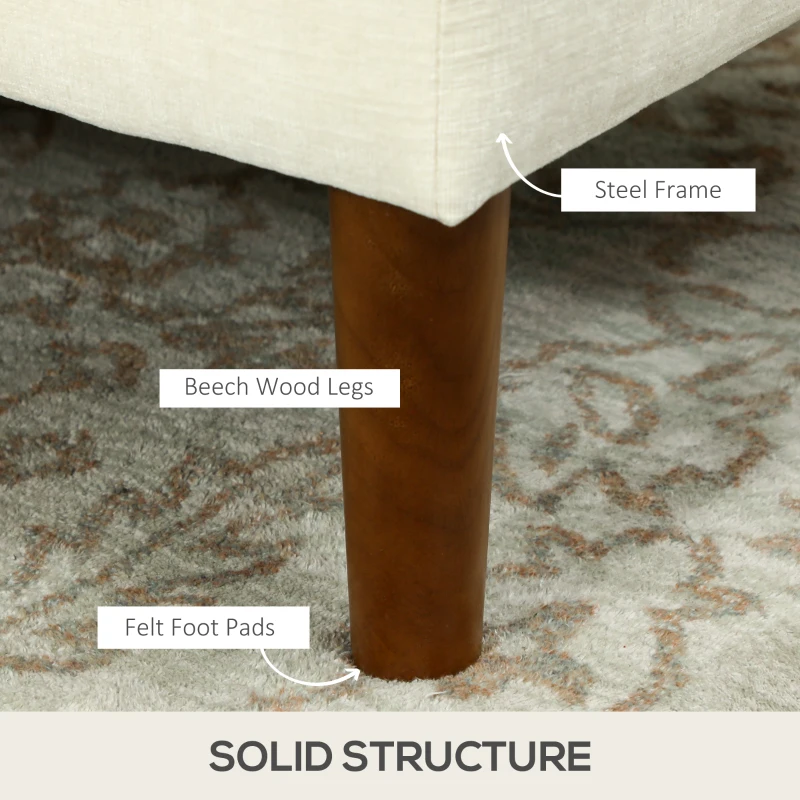 HOMCOM L Shape Sofa, Modern Sectional Couch with Changeable Chaise Lounge, Wooden Legs, Corner Sofa for Living Room, Cream