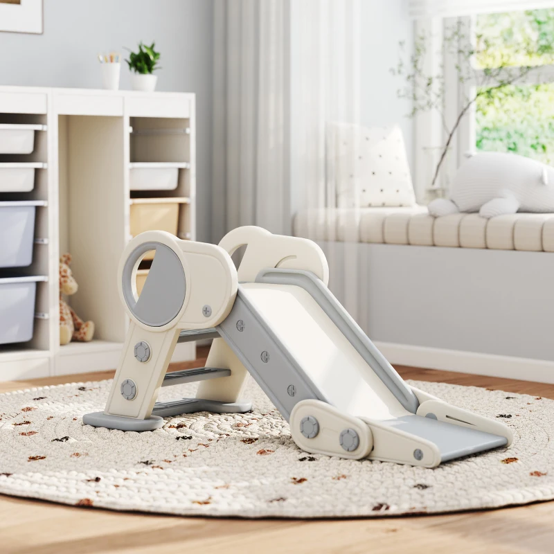 Qaba Toddler Slide, Indoor Foldable Kids Slide for 1.5-3 Years Old, Gray