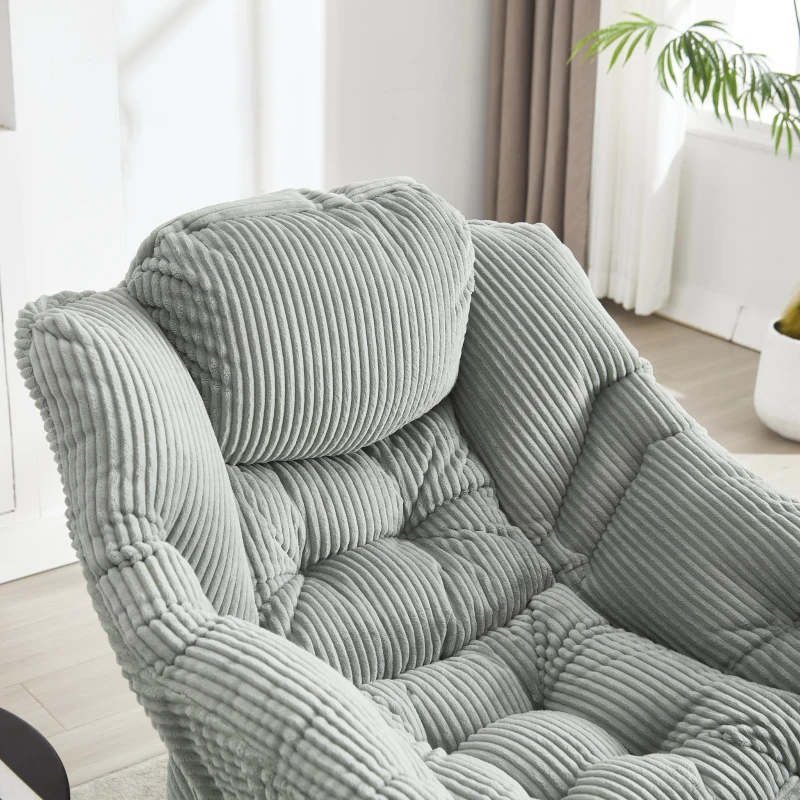 Modern Lounge Accent Chair with Armrests, Side Pocket, Steel Frame, Ergonomic Lazy Chair with Ottoman, 31.5" L x 25" W x 37.5" H, Light Green