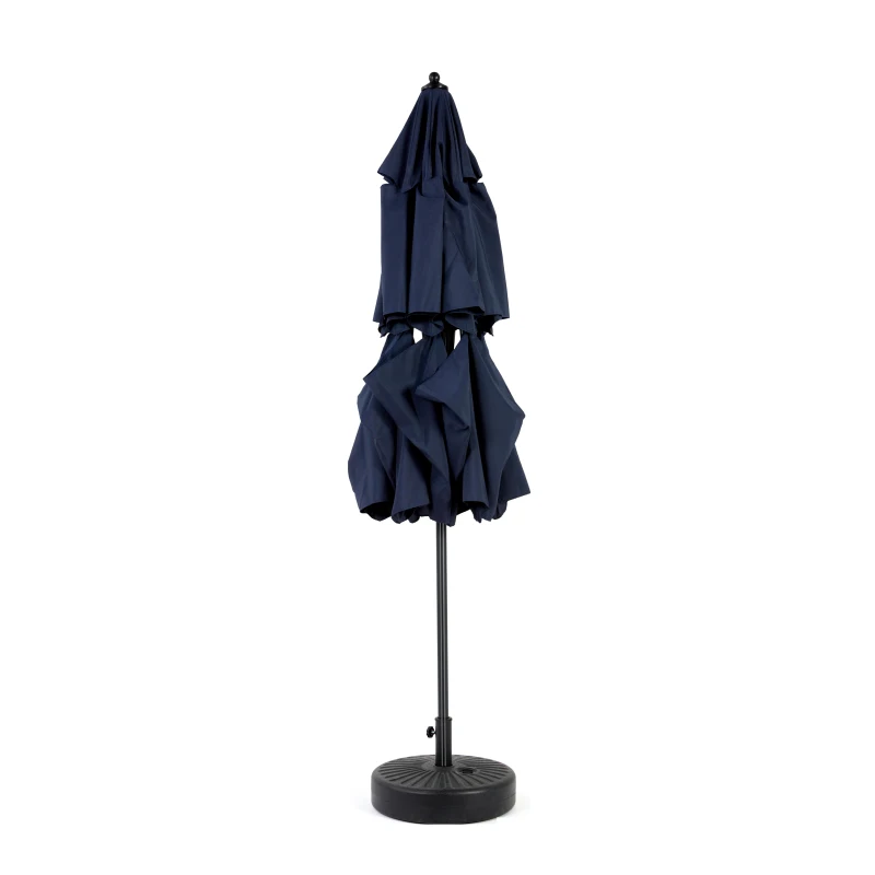 10ft 3-Tier Auto-Tilt Patio Umbrella with Crank System, Outdoor Market Table Pool Deck Umbrella, 116" L x 116" W x 98.5" H, Navy Blue