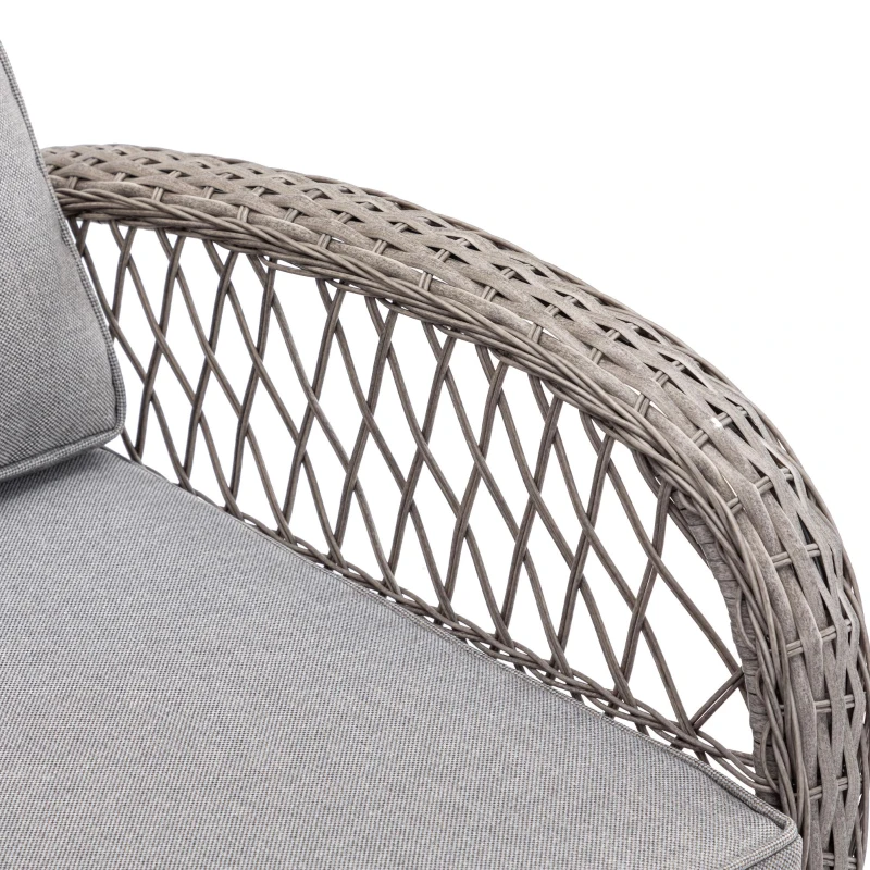 3-Piece Outdoor Swivel Rocker Patio Chairs Set with Tempered Glass Coffee Table, 360° Rocking Conversation Set with Thick Cushions, 29" L x 25" W x 34" H, Grey