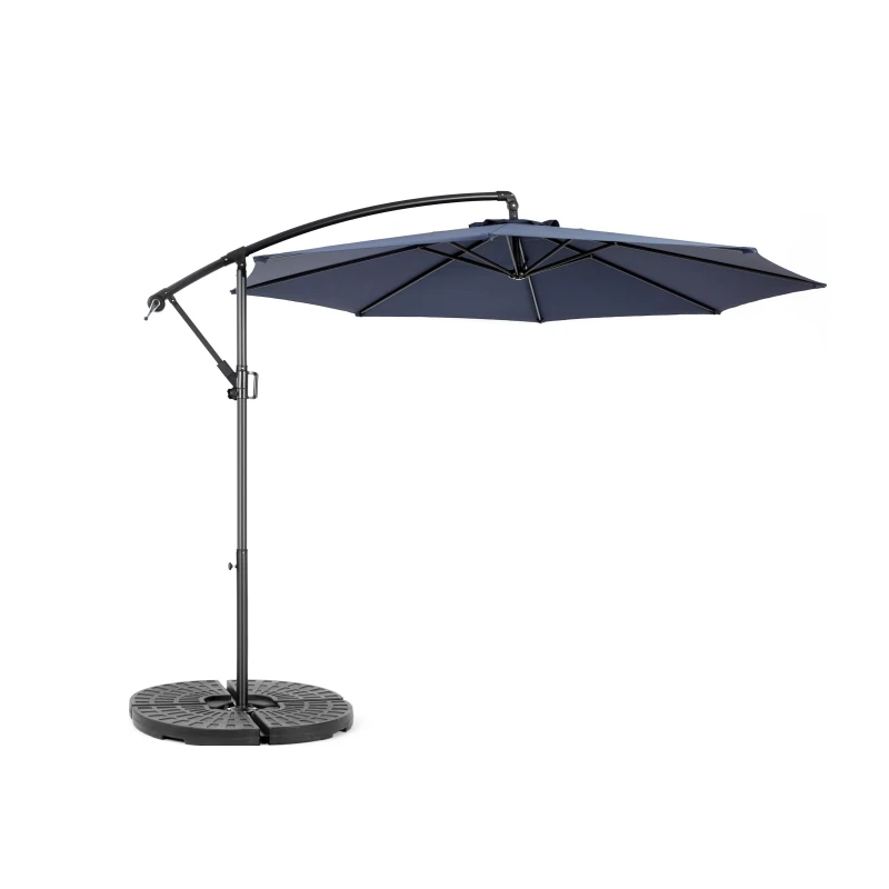 10ft Offset Hanging Market Patio Umbrella with Easy Tilt Adjustment, Polyester Shade, 8 Steel Ribs, 116" L x 116" W x 98.5" H, Navy Blue