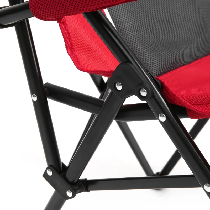 High Back Heavy Duty Lawn Chair with Cup Holder, Portable Collapsible Chair, Supports 250 lbs, Steel Frame, 22.5" L x 25.5" W x 41" H, Red