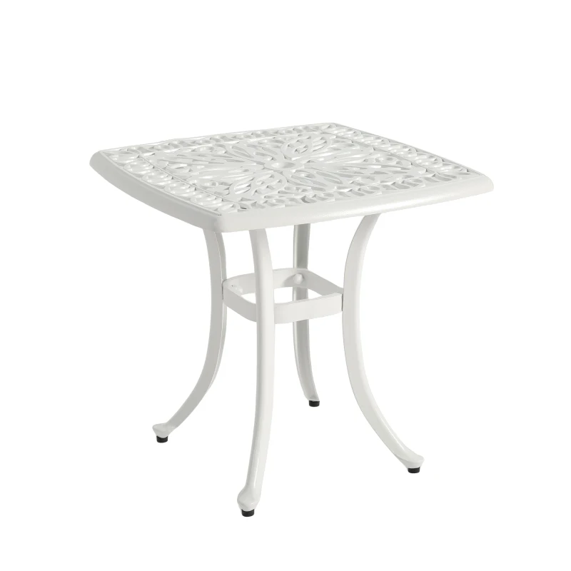 3-Piece Bistro Set with Cushions, Includes 2 Chairs and 1 Round Table, Rustproof Cast Aluminum Patio Furniture for Garden, Patio, Balcony, White