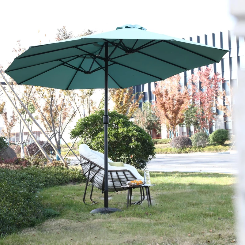 14.8 Ft Double Sided Outdoor Umbrella with Crank and Steel Frame, Large Rectangular Patio Shade, Perfect for Backyard and Poolside, 178.5" L x 105'' W x 100.5" H, Light Green