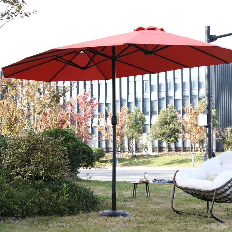 14.8 ft Double-Sided Outdoor Patio Umbrella with Steel Frame, Large Rectangular with Convenient Crank System, 178.5" L x 105'' W x 100.5" H, Orange