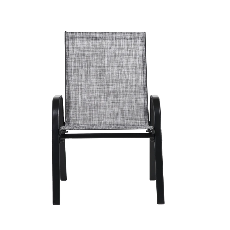 2-Piece Patio Chairs Set with Breathable Textilene Fabric, Curved Armrest, Space-Saving Outdoor Camping Chairs, 24.5" L x 24.5" W x 38" H, Gray