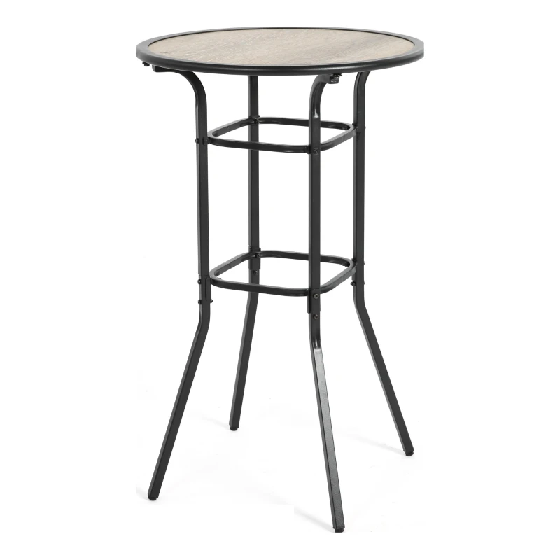 3-Piece Outdoor Bar Set with Ecoating Technology, Innovative Sling Fabric, Patio Bar Table and Swivel Chairs Set with DPC Wood-Like Table Top, Blue