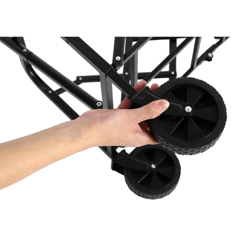 Lightweight Portable Folding Beach Wagon with Wheels, Large Capacity, Utility Cart for Camping, Shopping, 26" L x 16" W x 17.5" H, Army Green