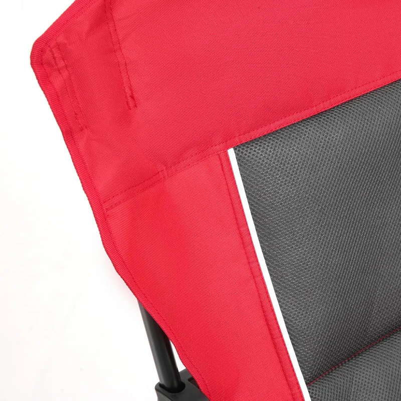 High Back Heavy Duty Lawn Chair with Cup Holder, Portable Collapsible Chair, Supports 250 lbs, Steel Frame, 22.5" L x 25.5" W x 41" H, Red