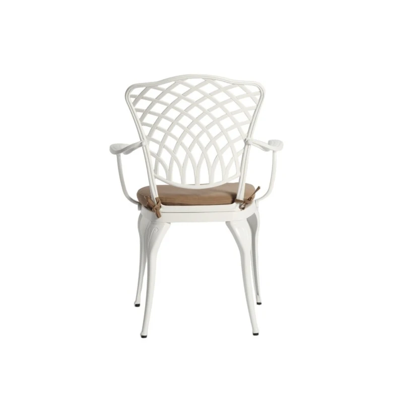 3-Piece Patio Bistro Set with Cushions, Umbrella Hole, Adjustable Foot Caps, All-Weather Cast Aluminum Table and Chairs for Garden, Balcony, White