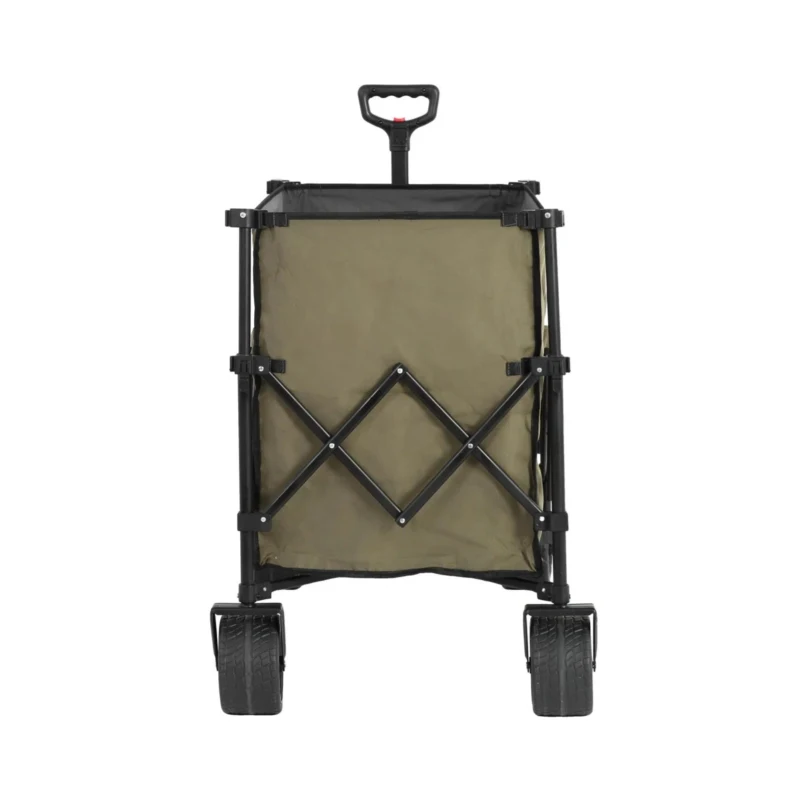 Collapsible Beach Wagon with All-Terrain Wheels, Quick Setup and Folding Utility Cart with Drink Holders, 43" L x 21" W x 32.5" H, Army Green