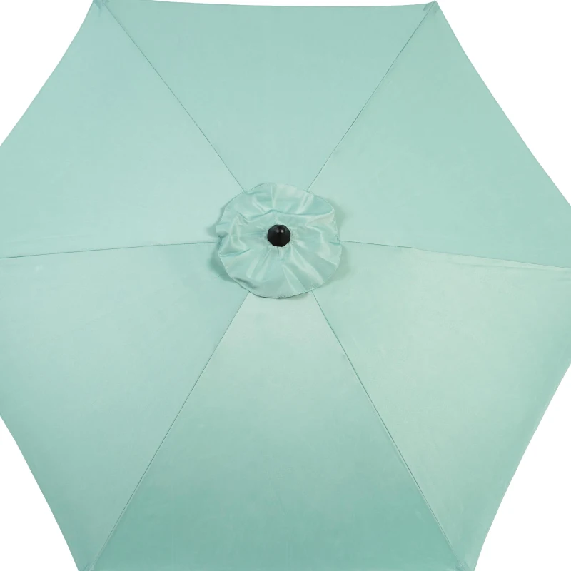 9ft Outdoor Patio Umbrella with Push Button Tilt and Crank, Market Umbrella with 6 Sturdy Steel Ribs, 104" L x 104" W x 98.5" H, Light Green