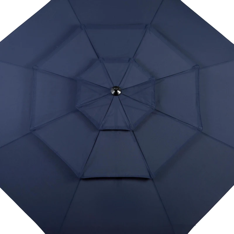 10ft 3-Tier Auto-Tilt Patio Umbrella with Crank System, Outdoor Market Table Pool Deck Umbrella, 116" L x 116" W x 98.5" H, Navy Blue