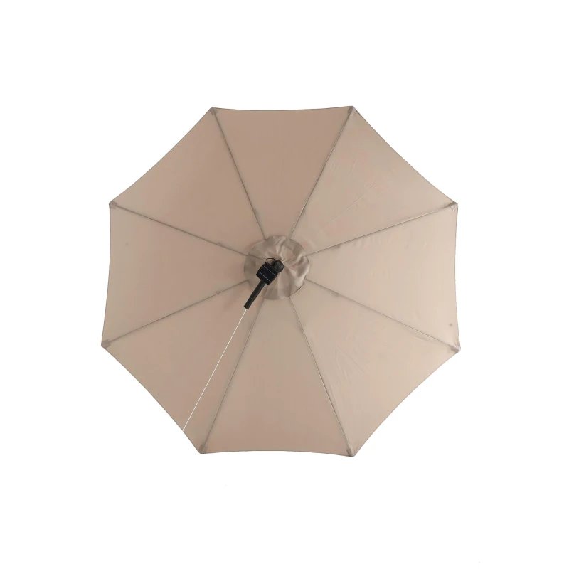10ft Solar LED Offset Hanging Market Patio Umbrella with Steel Frame, Easy Adjustment and Enhanced Stability, 116" L x 116 W x 83" H, khaki