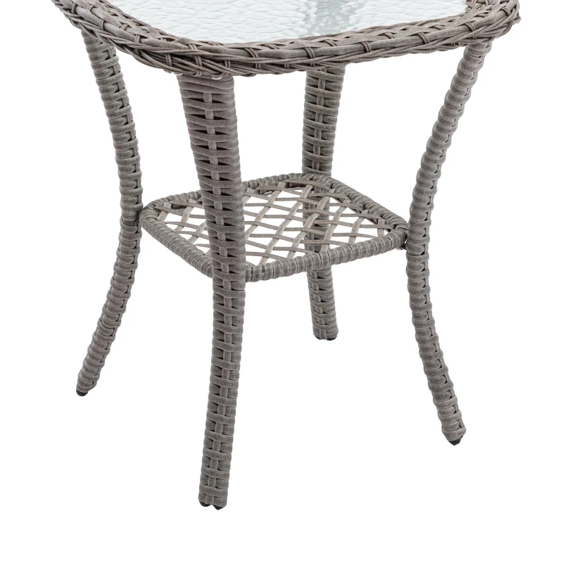 3-Piece Outdoor Swivel Rocker Patio Chairs Set with Tempered Glass Coffee Table, 360° Rocking Conversation Set with Thick Cushions, 29" L x 25" W x 34" H, Grey