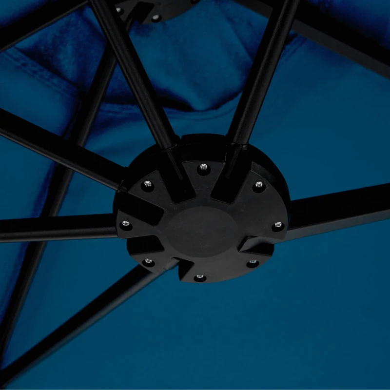 14.8 ft Double-Sided Outdoor Patio Umbrella with Crank System, Steel Frame, Large Rectangular, 178.5" L x 105" W x 100.5" H, Dark Blue