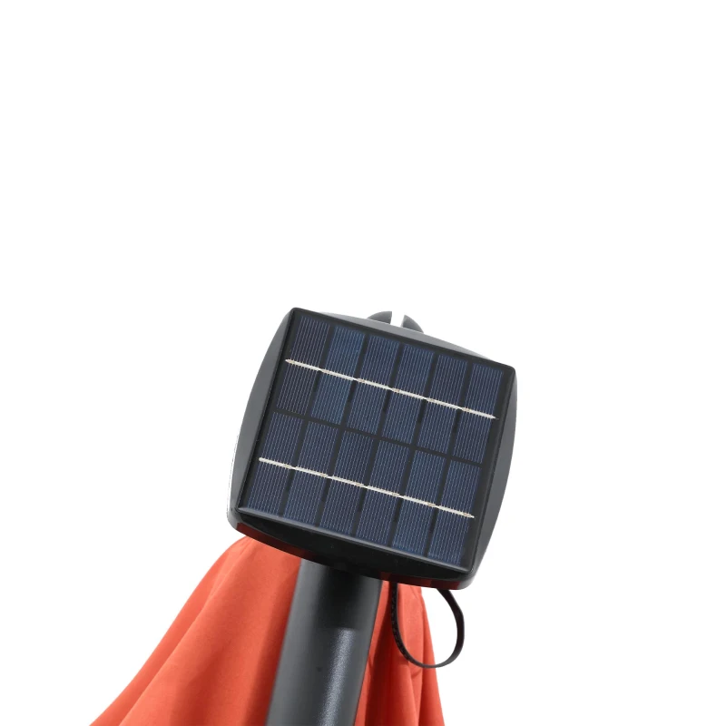 10ft Solar LED Offset Hanging Market Patio Umbrella with Easy Adjustment, Enhanced Stability, Steel Frame, 8 Ribs, 116" L x 116 W x 83" H, Orange