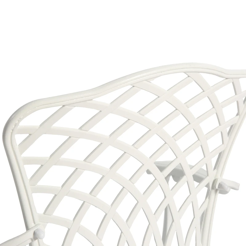 3-Piece Patio Bistro Set with Cushions, Umbrella Hole, Adjustable Foot Caps, All-Weather Cast Aluminum Table and Chairs for Garden, Balcony, White