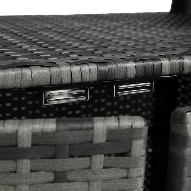 Outdoor Wicker Bar Cart with Wheels, Patio Wine Serving Cart, Rolling Rattan Beverage Bar Counter Table with Glass Top, 51" L x 20" W x 35" H, Aqua Gray