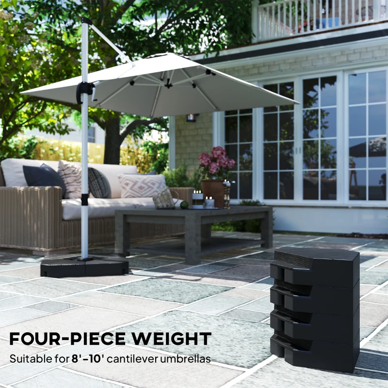 Outsunny Offset Umbrella Base Outdoor Umbrella Weights, 132 lb. Capacity Water or 176 lb. Capacity Sand, Black