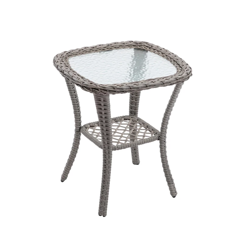 3-Piece Outdoor Swivel Rocker Patio Chairs Set with Tempered Glass Coffee Table, 360° Rocking Conversation Set with Thick Cushions, 29" L x 25" W x 34" H, Grey