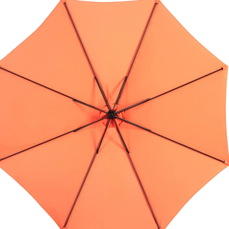 10ft Offset Hanging Market Patio Umbrella with Polyester Shade, 8 Steel Ribs, Easy Tilt Adjustment, 116" L x 116" W x 98.5" H, Orange