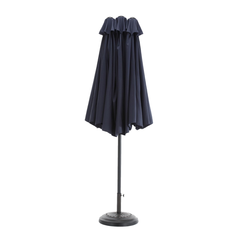 14.8 ft Double-Sided Outdoor Patio Umbrella with Steel Frame, Large Rectangular Design with Convenient Crank System, 178.5" L x 105'' W x 100.5" H, Navy Blue