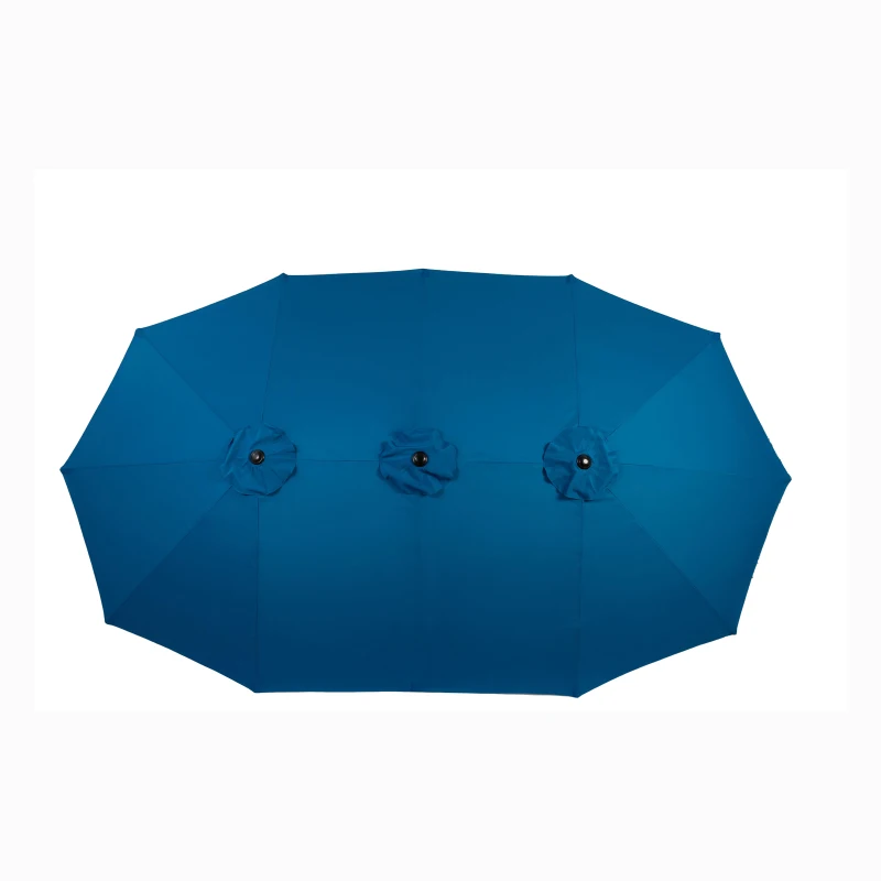14.8 ft Double-Sided Outdoor Patio Umbrella with Crank System, Steel Frame, Large Rectangular, 178.5" L x 105" W x 100.5" H, Dark Blue