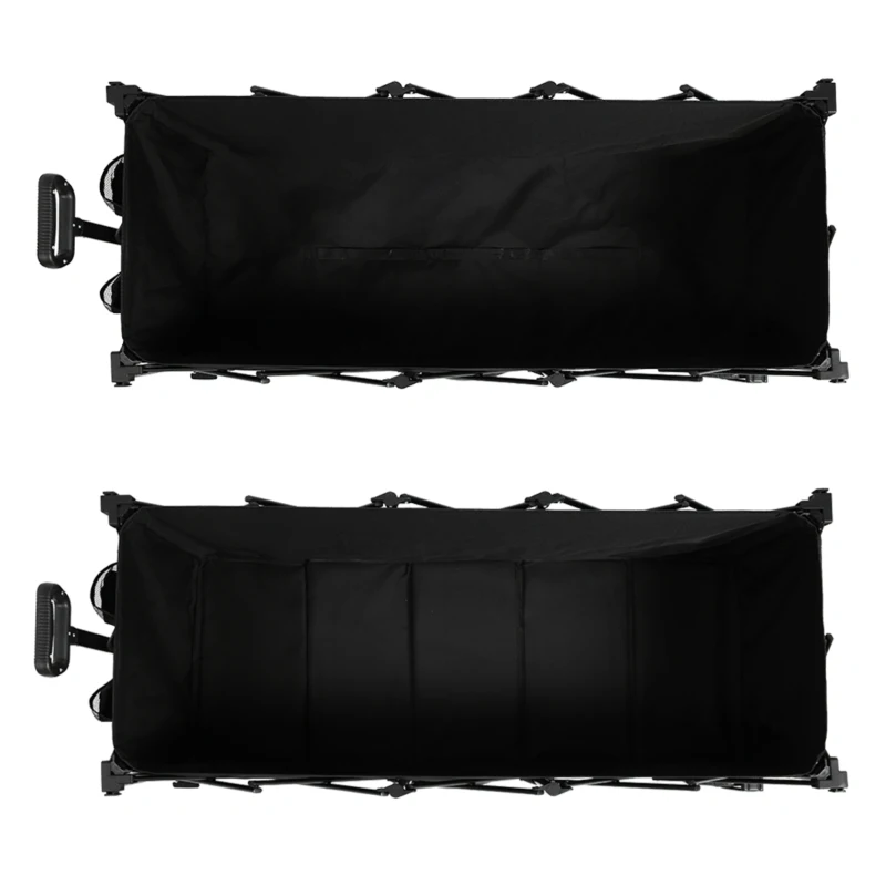 Foldable Extended Wagon with All-Terrain Beach Wheels, Heavy Duty 300L Utility Garden Cart with Drink Holders, 53.5" L x 21" W x 40.5" H, Black