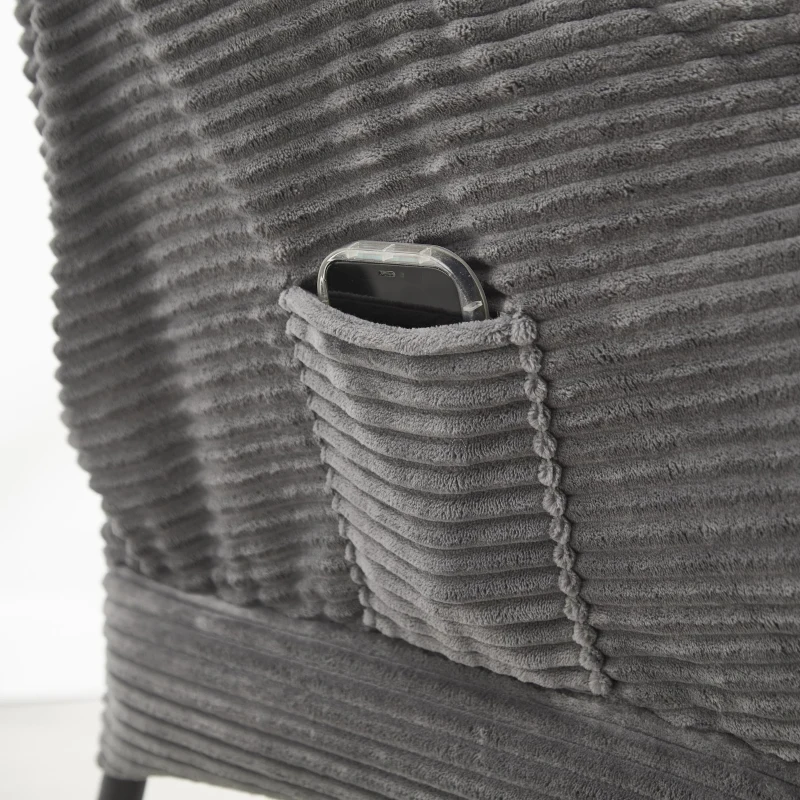 Ergonomic Lounge Accent Chair with Ottoman, Armrests and Side Pocket, Modern Lazy Chair with Steel Frame, 31.5" L x 25" W x 37.5" H, Gray