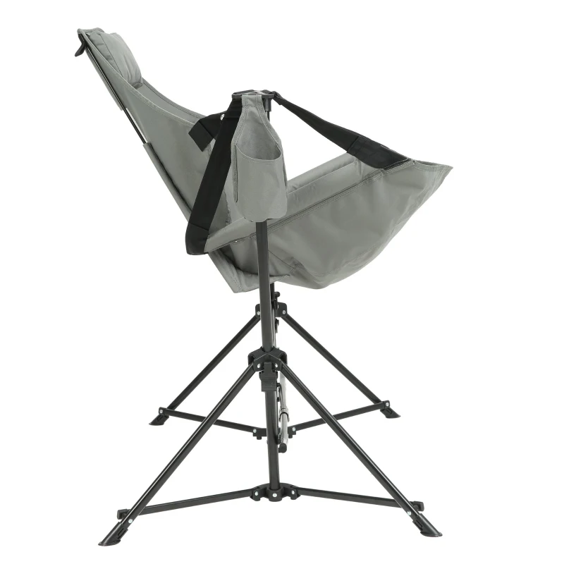 Steel Folding Hammock Camping Chair with Portable Rocking Design, Sturdy and Durable, Supports Up to 250 lbs, 35"L x 38"W x 42"H, Gray