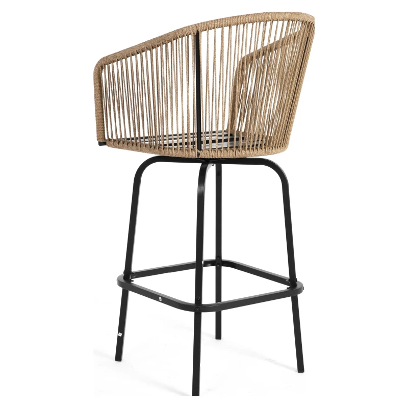 3-Piece Outdoor Bar Set with Ecoating Technology, Innovative Sling Fabric, Patio Bar Table and Swivel Chairs with DPC Wood-Like Top, Gray