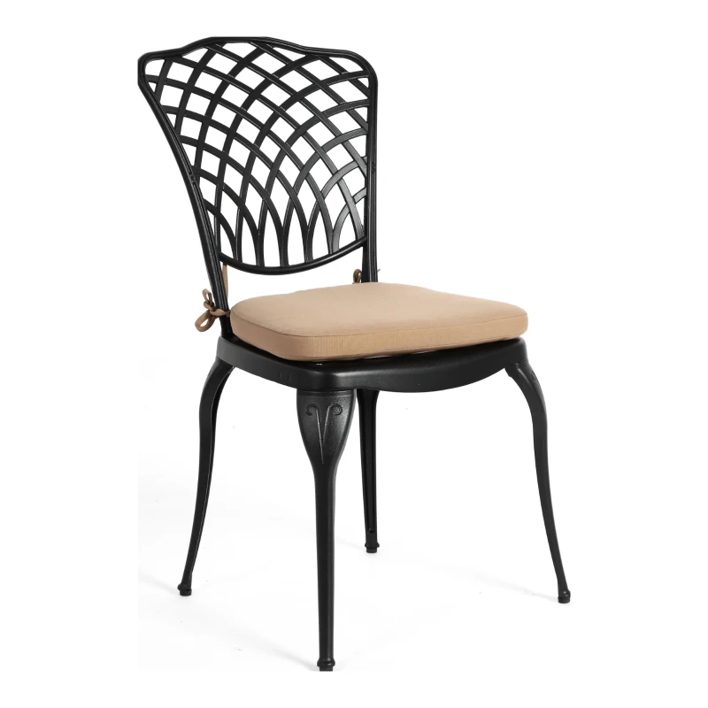 3-Piece Bistro Set with 2 Chairs and 1 Round Table, Seat Cushions, Rustproof Cast Aluminum Patio Furniture for Garden, Patio, Balcony, Black