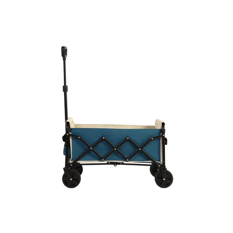 Lightweight Portable Heavy Duty Folding Beach Wagon with Wheels, Outdoor Utility Cart for Grocery, Garden, 26" L x 16" W x 17.5" H, Blue