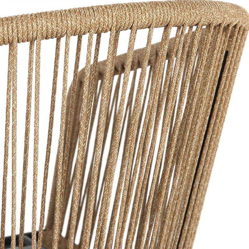 Set of 4 Outdoor Bar Stools with Armrests and Backrest, Steel Frame, All Weather Woven PE Rattan Bar Chairs, 23" L x 17.5" W x 44" H, Blue