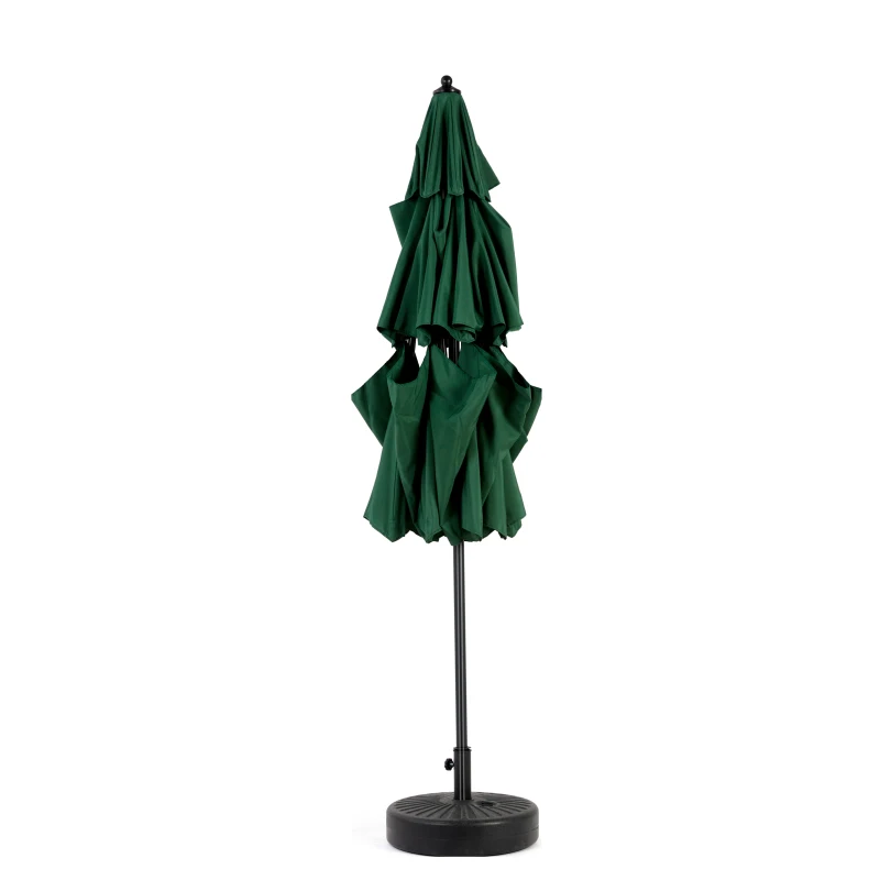 3-Tier Auto-Tilt Patio Umbrella with Crank System, 8 Ribs Support, Outdoor Market Table Pool Deck Umbrella, 116" L x 116" W x 98.5" H, Dark Green