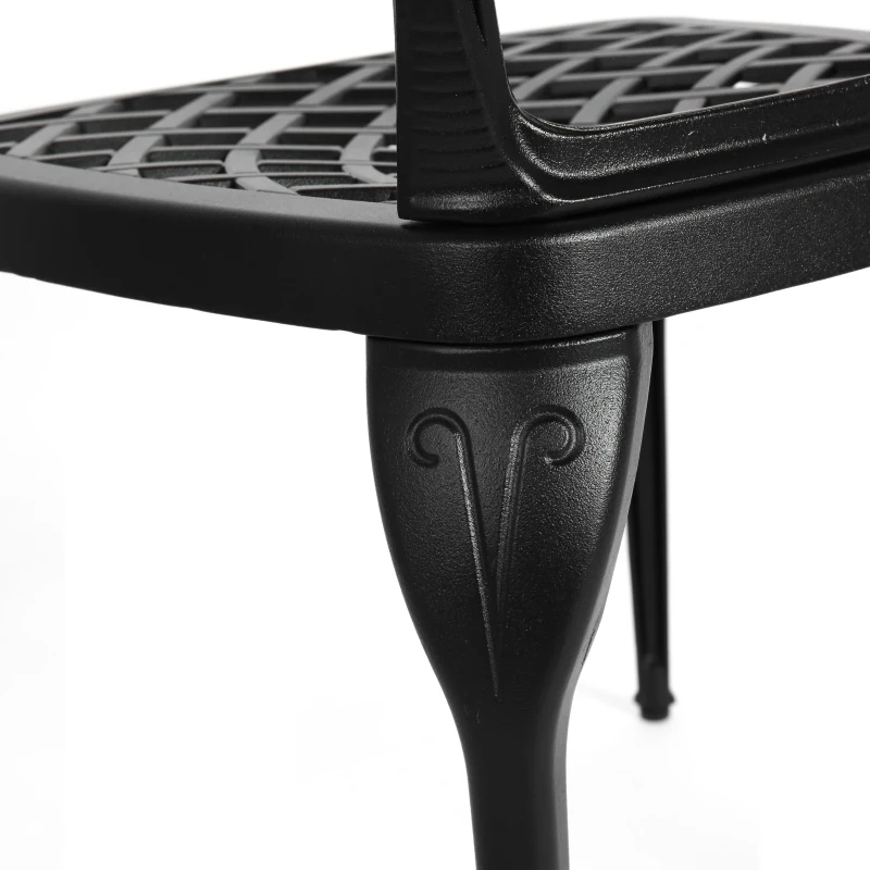 3-Piece Bistro Set with 2 Chairs and 1 Round Table, Seat Cushions, Rustproof Cast Aluminum Patio Furniture for Garden, Patio, Balcony, Black