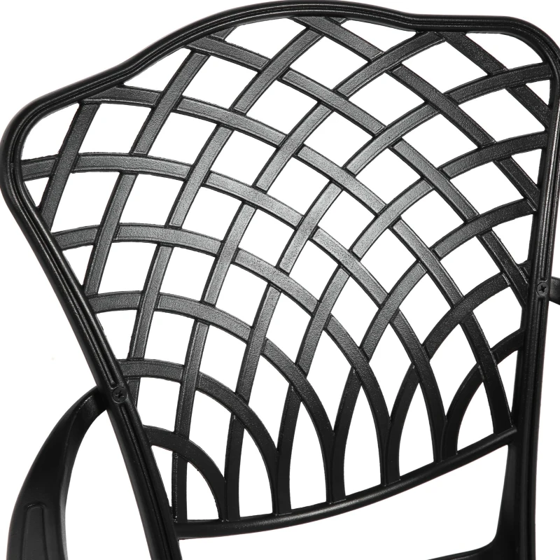 3-Piece Patio Bistro Set with Umbrella Hole, Environmental Protection Coating, All-Weather Cast Aluminum Table and Chairs for Garden, Black