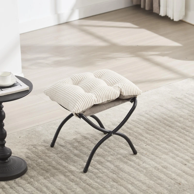 Ergonomic Lazy Chair with Ottoman, Armrests and Side Pocket, Steel Frame, Modern Lounge Accent Chair, 31.5" L x 25" W x 37.5" H, White