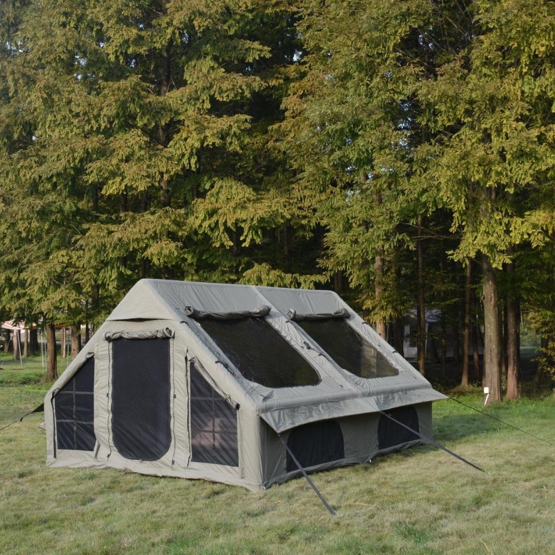 Inflatable Camping Tent with Hand Pump, Army Green | Aosom.com