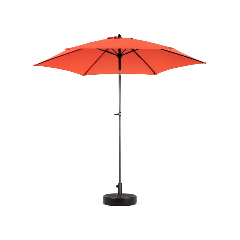 9ft Patio Umbrella with Push Button Tilt and Crank, Market Umbrella with 6 Steel Ribs, Base Not Included, 104" L x 104" W x 98.5" H, Orange