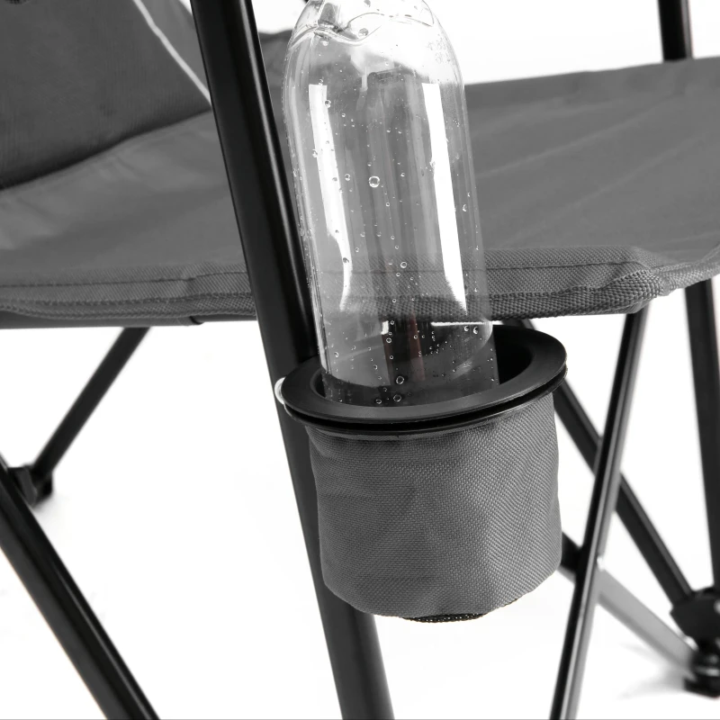 High Back Heavy Duty Lawn Chair with Cup Holder, Portable Collapsible Chair, Supports 250 lbs, perfect for outdoor adventures , 22.5" L x 25.5" W x 41" H, Gray